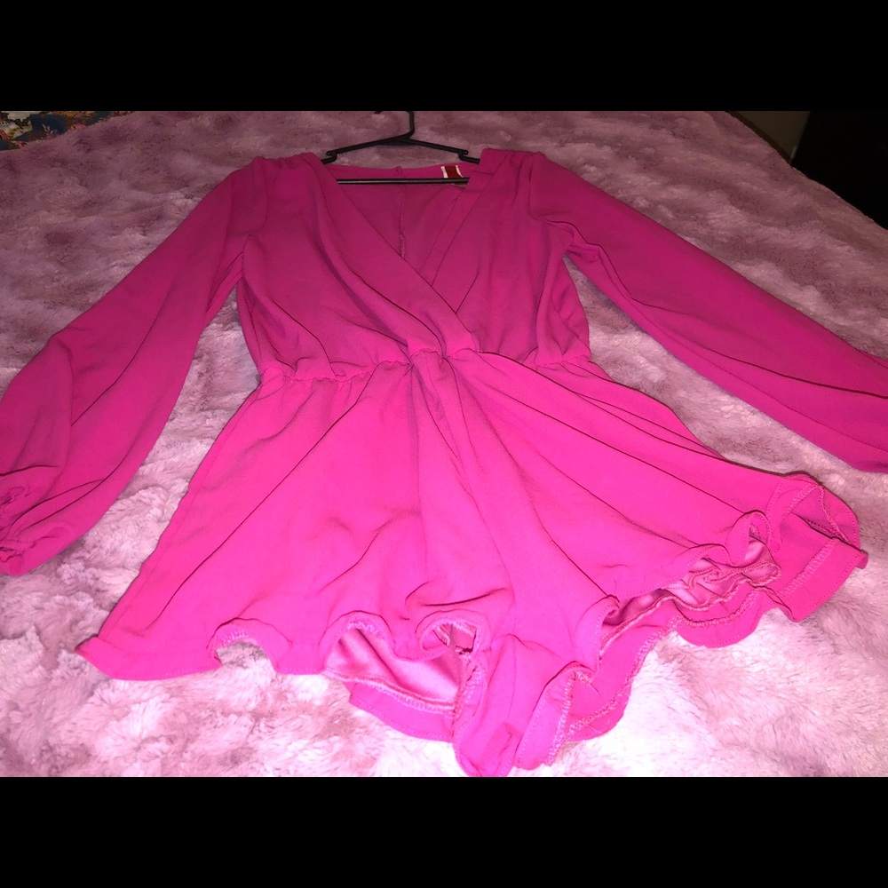 Beautiful Hot Pink Long Sleeved Romper - Picture 4 of 8